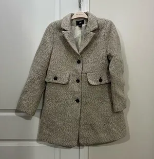 H&M Oatmeal Woolf Blend Overcoat Size 14 US thumbnail 1