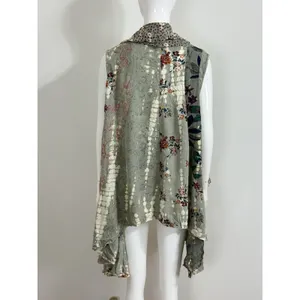 Women’s Floral Patchwork Kimono Duster Vest Cover Up Boho Hippie Size L/XL NWT thumbnail 4
