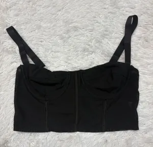 Edikted Black Bustier Crop Top with Straps thumbnail 1