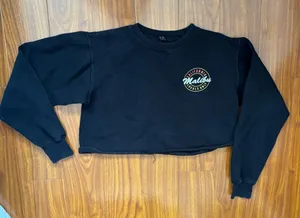 Brandy Melville black Malibu Cropped red logo Crewneck thumbnail 1
