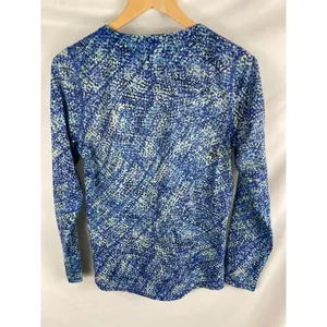 LL Bean Women's XS UPF 50+ Swim Sun Rash Guard Long Sleeve Top Blue thumbnail 3