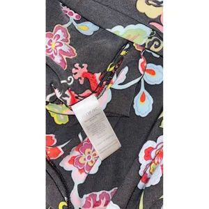 Natori Black Floral Print Slip Dress V Neck Spaghetti Straps Midi‎ Night Gown XS thumbnail 4