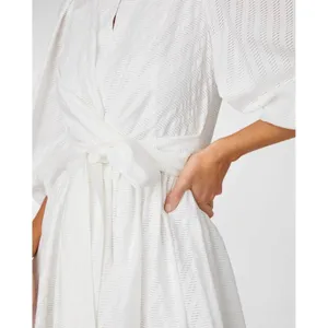 Shoshanna Maia White Jacquard Balloon Sleeve Tie Front Mini Dress 6 Bridal LWD thumbnail 3