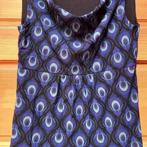 VTG Y2K Womens Blue Peacock Feather Sheer Mesh Babydoll Tank Top Size Small Boho thumbnail 4