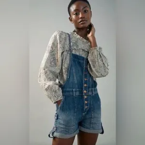 Anthropologie Pilcro Everyday Button Front Denim Short Overalls thumbnail 3