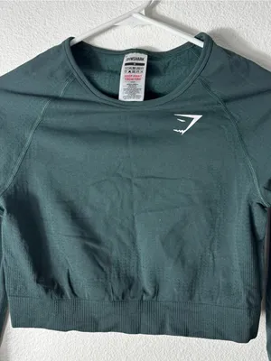 Gymshark Vital Seamless Crop Top Woodland Green Marl M thumbnail 3