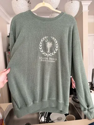Myrtle Beach Sage Green Knit Textured Crewneck thumbnail 1