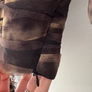Zara Corsetry Pattern Tulle Crop‎ Top Woman's Long Sleeve thumbnail 5