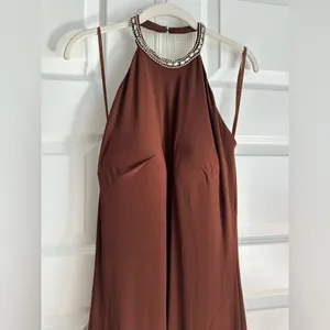 Mac Duggal‎ Halter Jersey Gown Chocolate Brown thumbnail 6