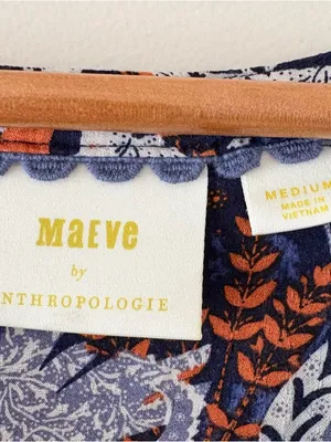 Anthropologie Maeve Cathy Pleated Blouse Boho Peasant Botanical Floral V-neck M thumbnail 7