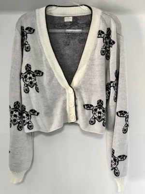 Simply Southern Women’s Size L Cropped Button Front Turtle Cardigan Sweater thumbnail 6