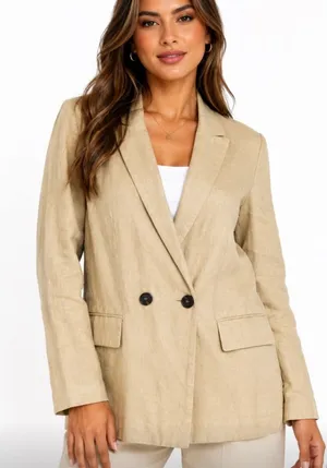 Zara Light tan Double-Breasted Blend Blazer thumbnail 1