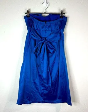 Mind Code Royal Blue Strapless Mini Dress Sweetheart Neckline Satin Pleated Zip thumbnail 6
