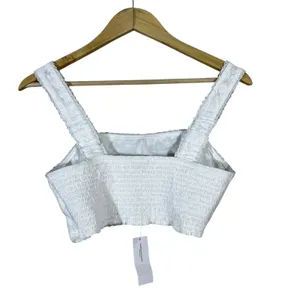 NWT American Eagle Floral Lace Crop Top White Boho Smocked Back Size S thumbnail 3
