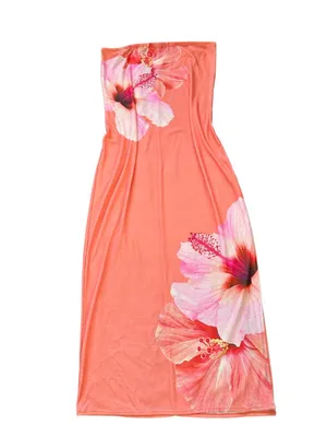 Wild Fable Hawaiian Hibiscus Mesh coverup Dress Beach Tropical Size Large thumbnail 3