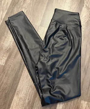Offline by Aerie Faux Leather Leggings Black High Rise Size S/P NWT thumbnail 1