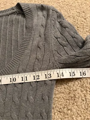 American Eagle y2k 90s 2000s grey long sleeve cable knit sweater size small thumbnail 12