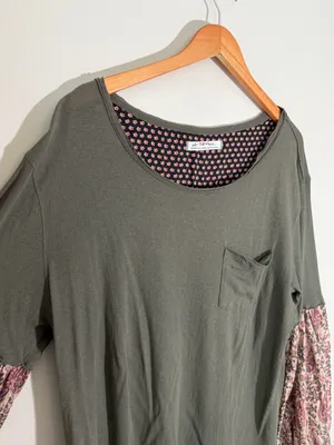 Free People Jade Long Sleeve Tee Mixed Print Sleeves thumbnail 4