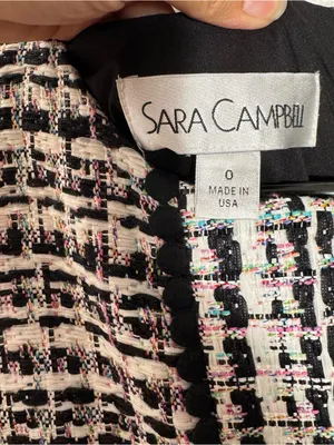 Sara Campbell Tweed Sheath Dress Black White Bouclé Career Country Club Size 0 thumbnail 4