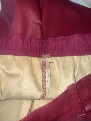 NWOT Free People Star Dust Faux Leather Short Pull On Burgundy Medium thumbnail 7