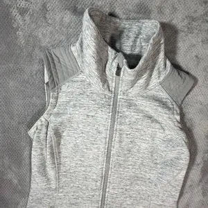 Athleta Stronger Spacedye Heathered Light Gray Sleeveless Full Zip Vest Small thumbnail 3