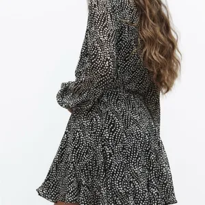 Zara Black and White Patterned Long Sleeve Dress,Size S thumbnail 3