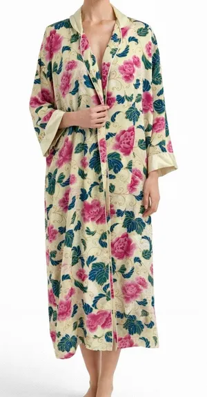 Vintage Victoria’s Secret Gold Label Floral Satin Like Kimono Robe Size Small thumbnail 1