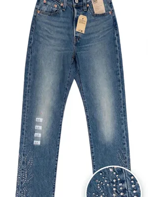 Levi's Women's 501® Straight Leg Jeans in Blue Denim with Tan Patch thumbnail 5