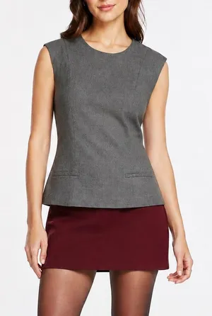 Abercrombie & Fitch Vintage Y2K Gray Tailored Sleeveless Top M Office thumbnail 1
