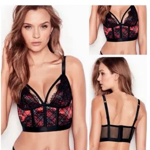 Victoria's Secret Longline Plaid Lace‎ Bustier Crop Large thumbnail 2