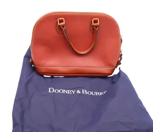 Dooney & Bourke Satchel Womens Medium Zip Zip Pebbled Leather Orange Excellent thumbnail 1