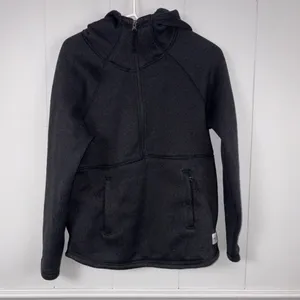 The North Face Black Crescent Hooded Half Zip Fleece Lined Pullover Medium thumbnail 4