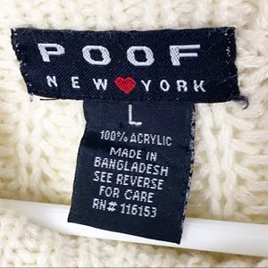 POOF New York Ivory Knit Mock Neck Long Sleeves Sweater Size Large Neutral Cozy thumbnail 3