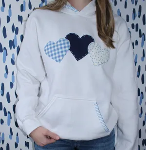patchwork blue heart sweatshirt White Size s thumbnail 1