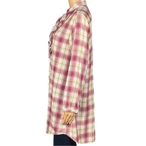 RALPH LAUREN BLUE LABEL Plaid Ruffle Front Cotton Shirt Dress/Tunic Medium thumbnail 6