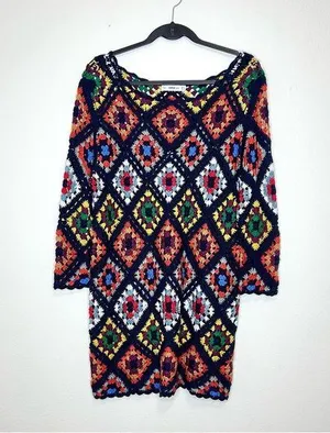 Zara knit crochet granny square dress blogger favorite thumbnail 1