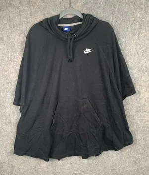 Nike Women's Size Large Poncho Oversized Boxy Pullover Hoodie Sweatshirt‎ Black thumbnail 1
