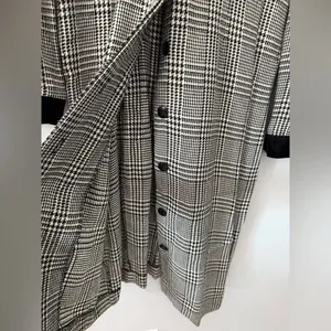 VTG Patty O’Neil Plaid Houndstooth Longline Coat Black White Pattern Size M 6 thumbnail 8