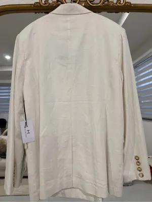 New! H by Halston White Linen Blend Double-Breasted Blazer - Size XL thumbnail 5