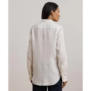 Lauren Ralph Lauren 100% Linen Nautical Graphic Button Down Shirt White XS NWT thumbnail 3
