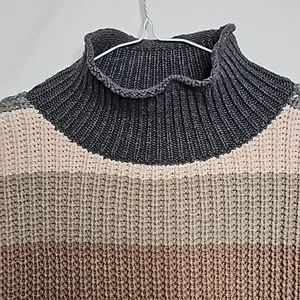 Abercrombie & Fitch high neck striped fall knitted knit warm sweater sz Small thumbnail 4