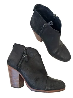 Rag & Bone Black Suede Leather Ankle Boots Womens 6.5 Booties Fall Classic Heel thumbnail 1