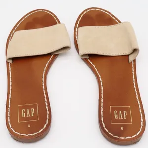 Gap Womens Flat Slide Sandals Iconic Khaki Brown Minimalist Slip On Size 6 thumbnail 5
