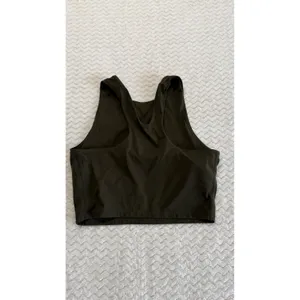 Quince Ultra-Soft High Neck Cropped Tank Top Dark Olive Green XS Activewear thumbnail 3