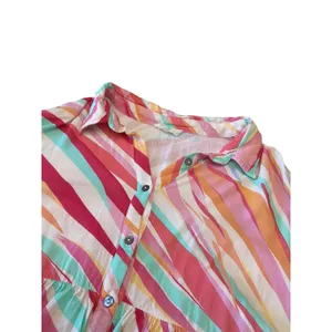 Entro Womens Large Abstract Stripe Babydoll Mini Dress Button Front Tunic D22584 thumbnail 13