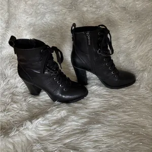 Karl Lagerfeld Black Jade Lace-Up Boots with Side‎ Zipper Size 7M/ 37.5B thumbnail 11