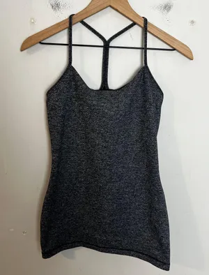 Lululemon - Power Pose Tank Heathered Black Athletic Workout Gyn Yoga Running Top thumbnail 3