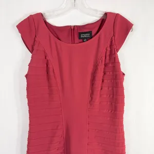 Adrianna Papell Size 6 Dress Red Sheath Cap Sleeve‎ Mini Ruffle Cocktail 1096 thumbnail 3