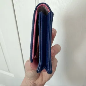 Kate Spade Navy Textured Wallet with Scalloped Edge, Pink interior. thumbnail 10