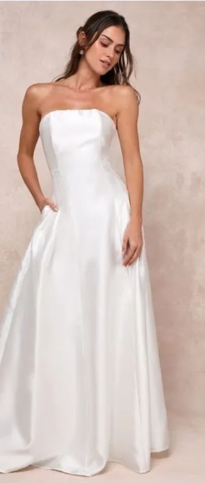 LULUS Bridal Wedding Rehearsal Dinner Reception Bustier Maxi Dress • Large NWOT thumbnail 1